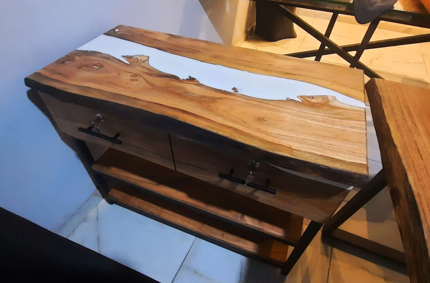 Office table with side rack