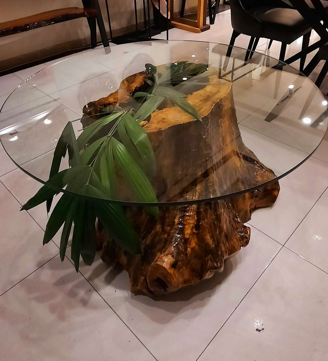 Wood log centre table
