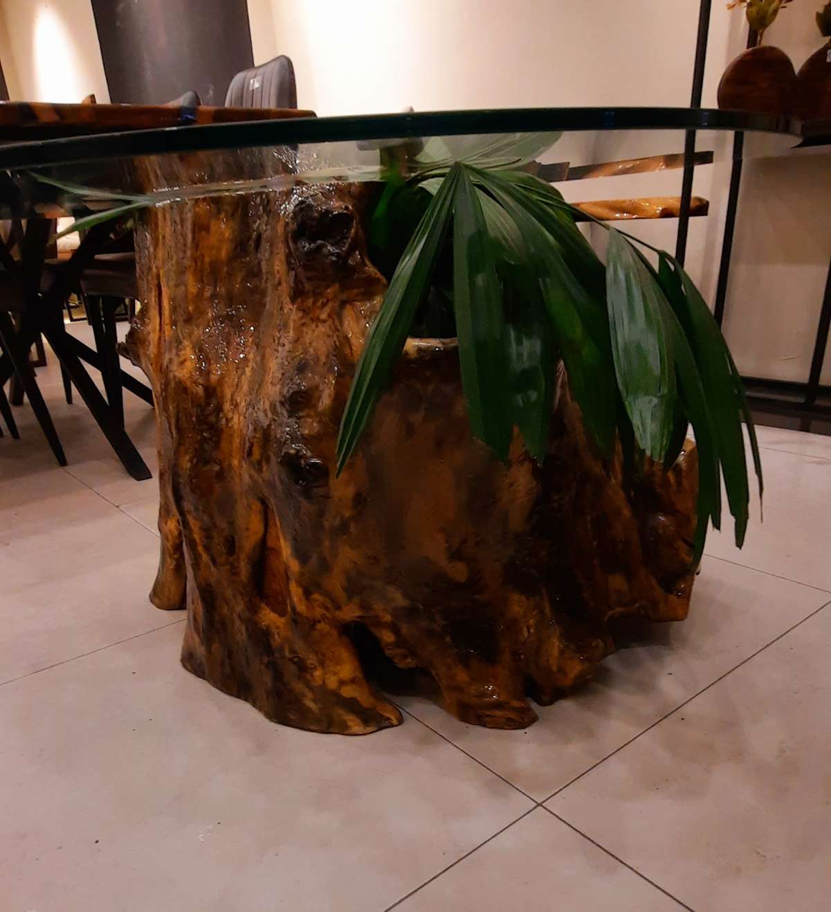 Wood log centre table