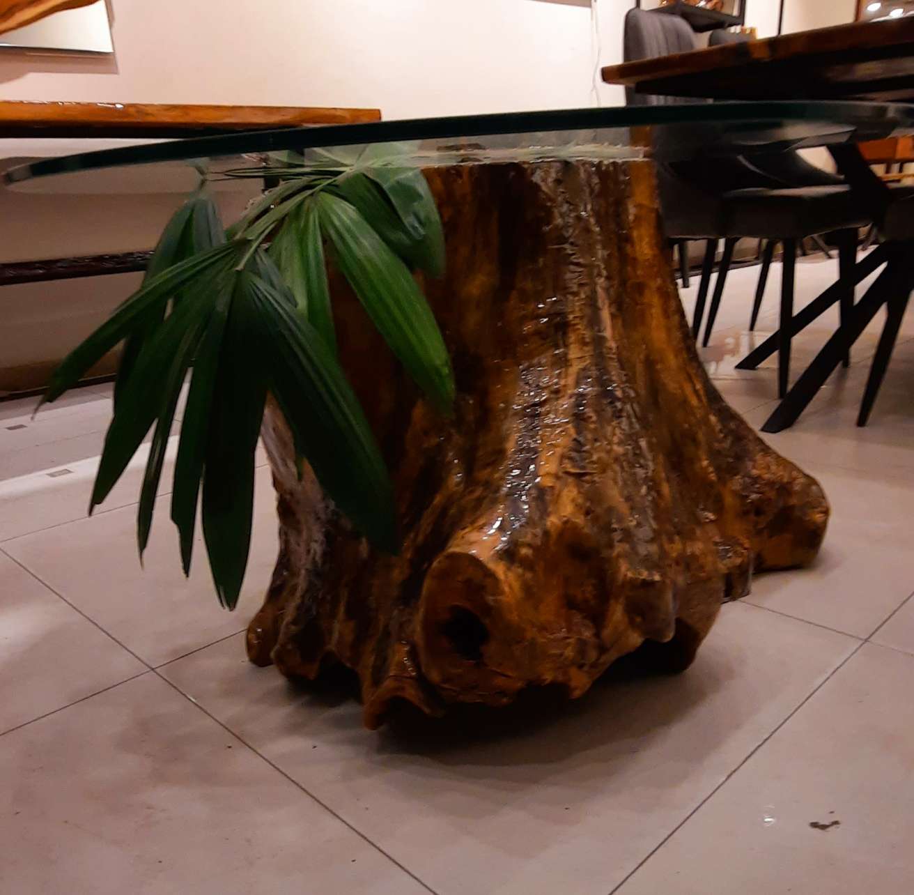 Wood log centre table