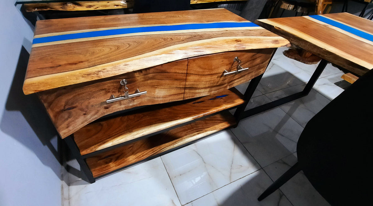 Table Design With Side Rack Office table with side rack – wood-surface