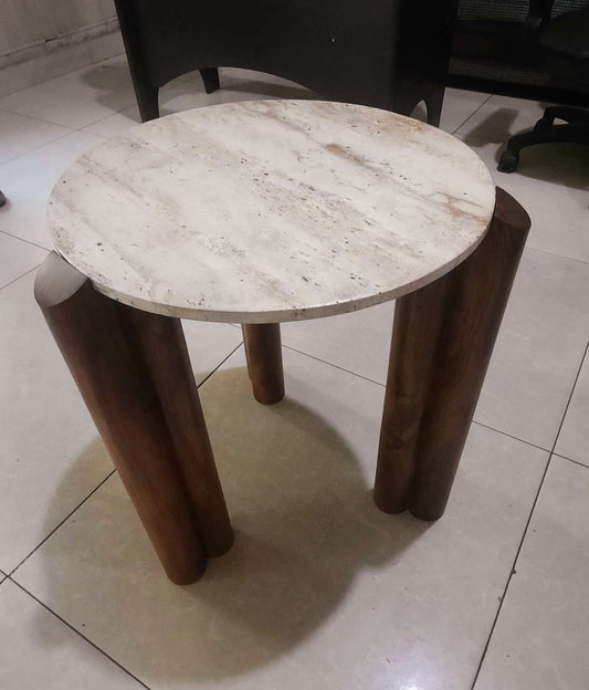 Travertine side tables