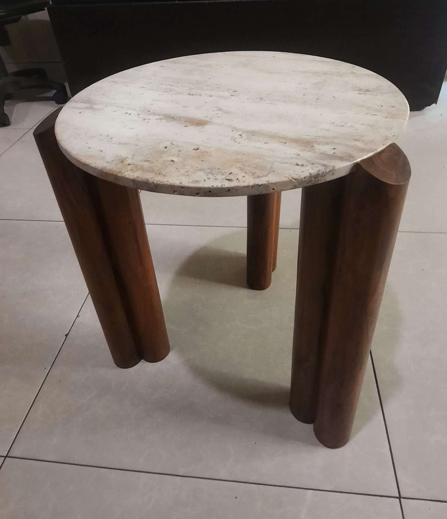 Travertine side tables