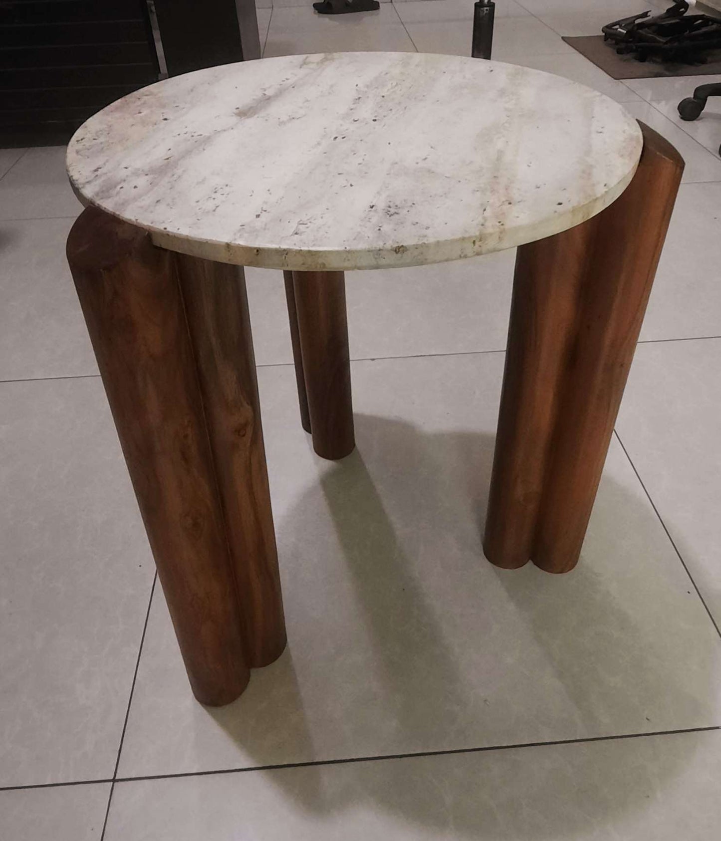 Travertine side tables