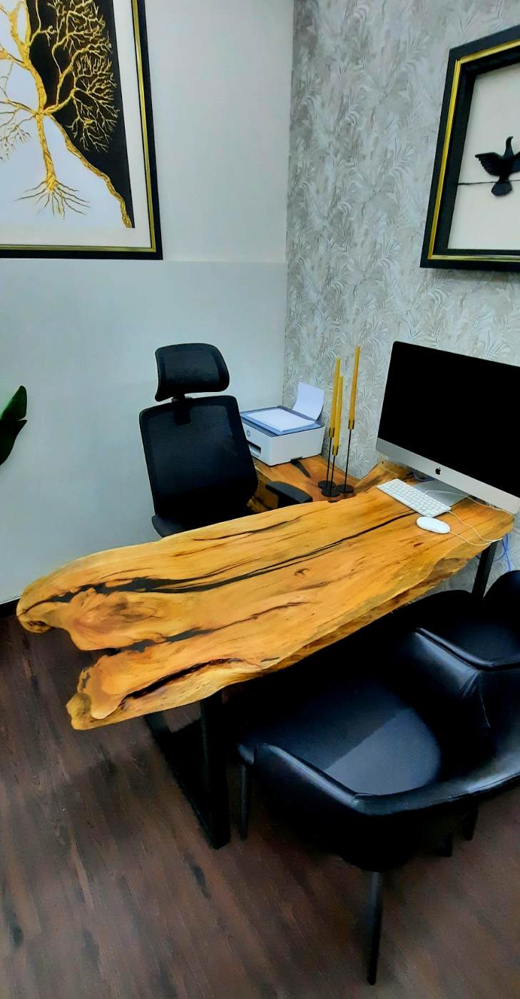 Natural wood office table