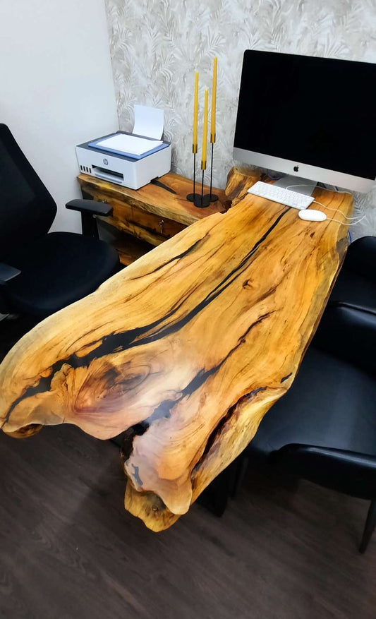 Natural wood office table