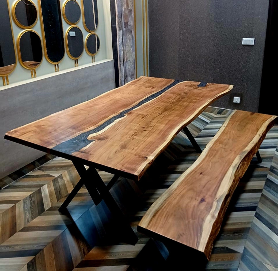 Dining table with bench