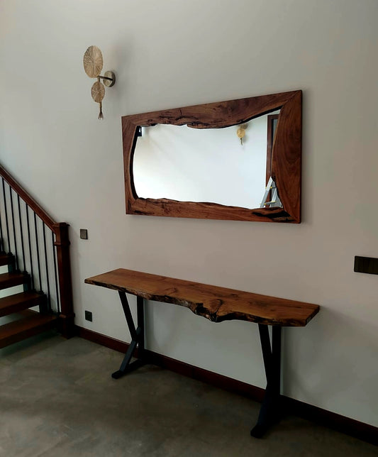 Wooden console + mirror