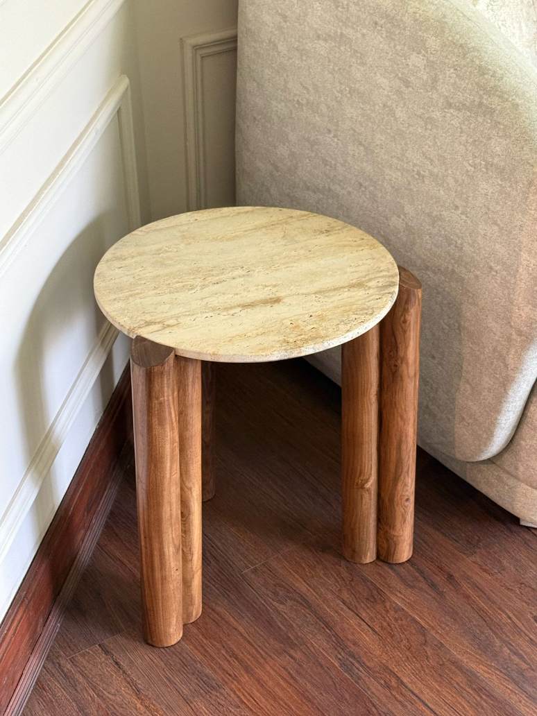Travertine side tables